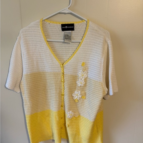 Sag Harbor Sweaters - Sag Harbor Yellow and White Knit Sweater